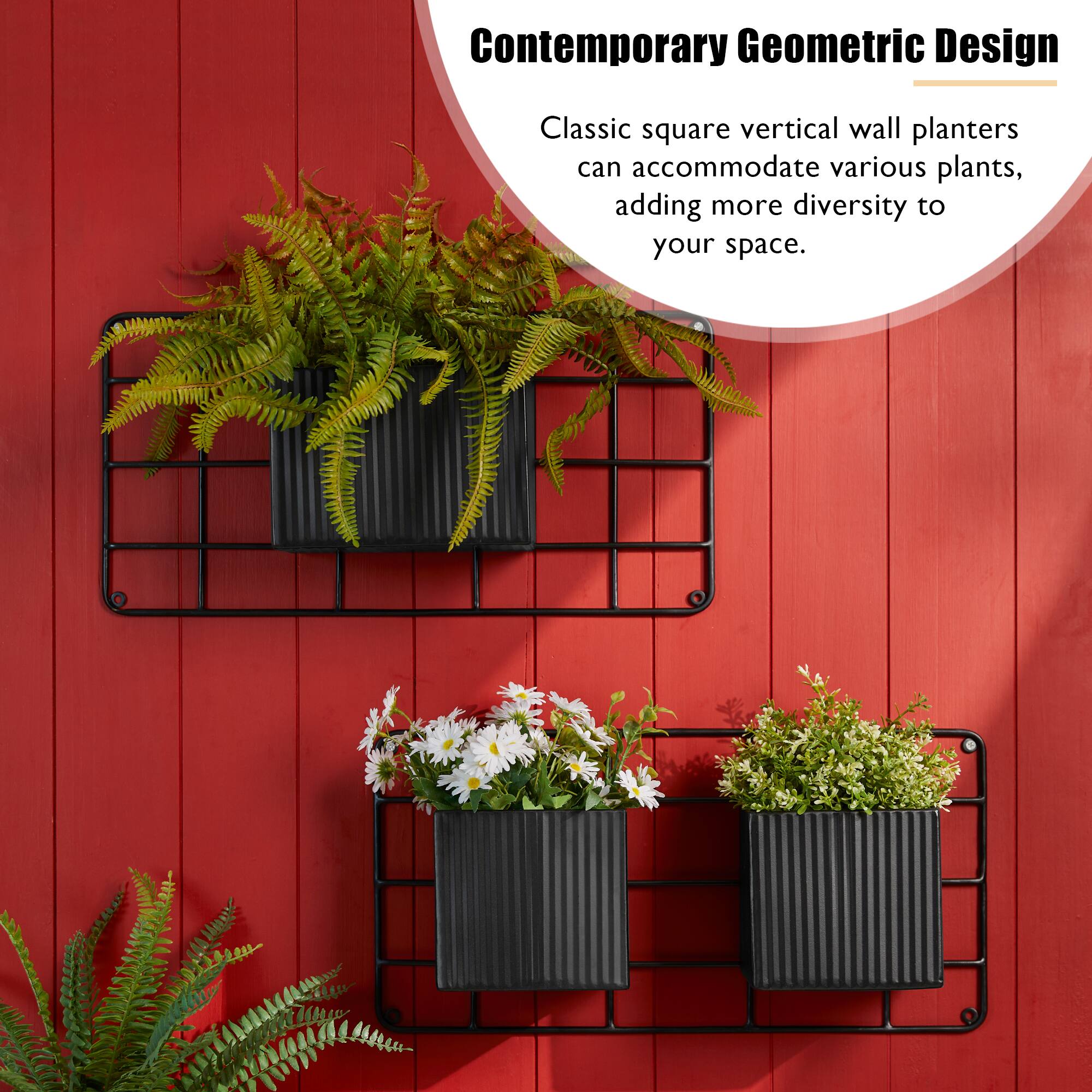 Glitzhome® Black Metal Vertical Wall Planter Stands Set